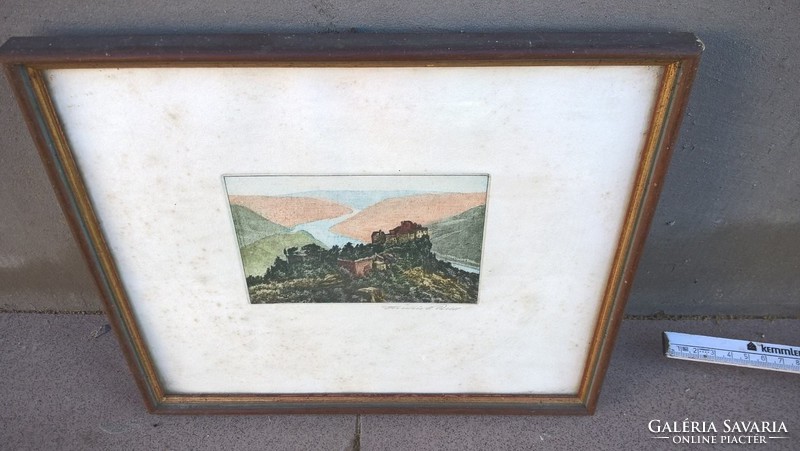 Small castle, colored etching