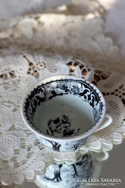 Rarity! Antique villeroy & boch schramberg, faience cup with detachable decor under glaze