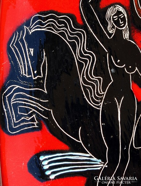 Scene with nudes and horses, 1963 - ceramic wall decoration, numbered 499/290