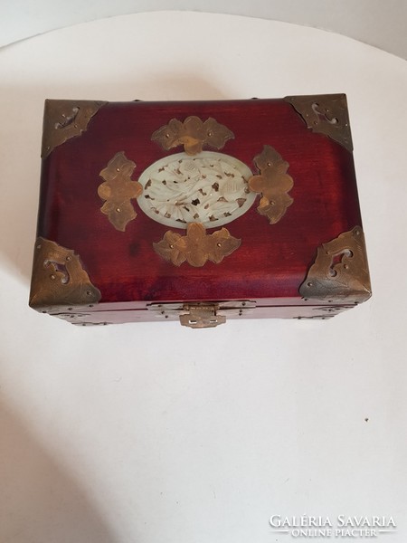 Multi-level Eastern Chinese jewelry box jewelry box with original padlock and key