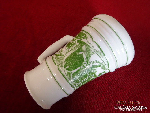 Great Plain porcelain beer mug with green decoration and inscription. He has! Jókai.