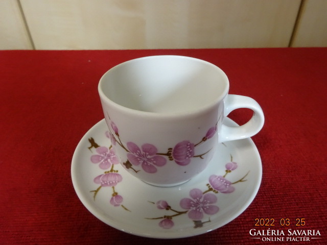 Alföldi porcelán hat személyes, rózsaszín virágos  kávéskészlet, 12 darabos. Vanneki! Jókai.