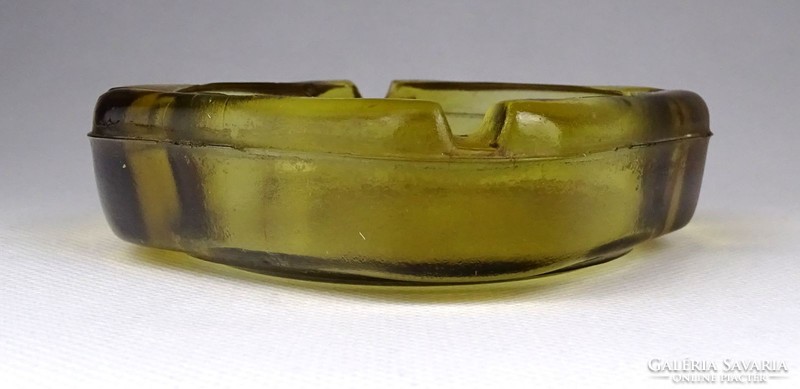 1I172 old thick-walled amber glass ashtray