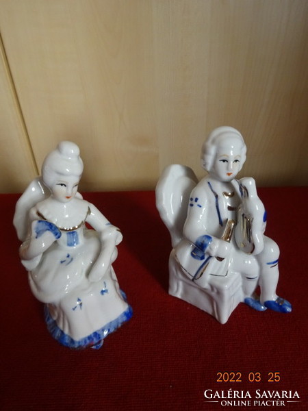 Hand-painted porcelain figurine, baroque pair, two pieces for sale. He has! Jókai.