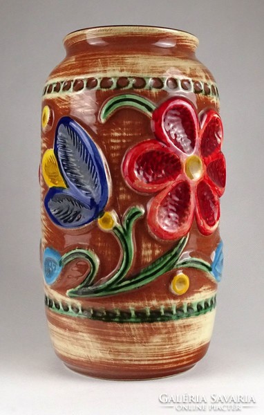 1I295 Hatalmas retro jelzett mid century német iparművész kerámia váza 30 cm