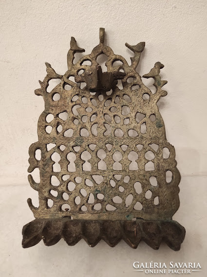 Antique Wall Mounted Copper Hanukkah 9 Branch Menora Jewish Candle Holder Hanukkah Judaica 917 5285