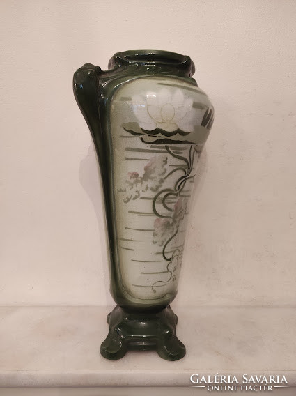 Antique Art Nouveau Art Nouveau Majolica Porcelain Vase Bottom Corner Hairline 915 5288