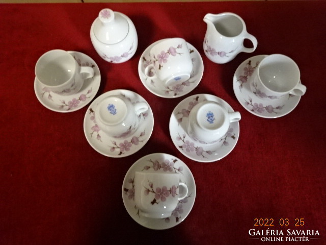 Lowland porcelain six-person, pink floral coffee set, 15 pieces. He has! Jókai.
