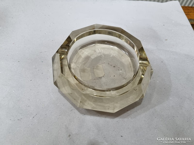 Old peeled crystal ashtray