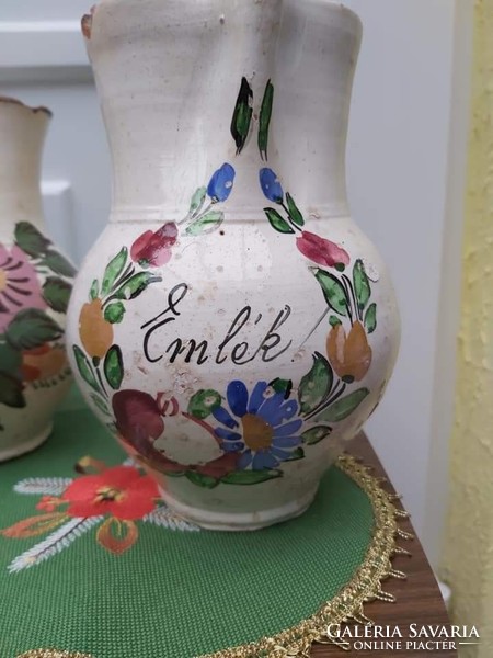 Beautiful old ceramics 2 jugs + 1 wedding bowl souvenir nostalgia village decoration in one sale