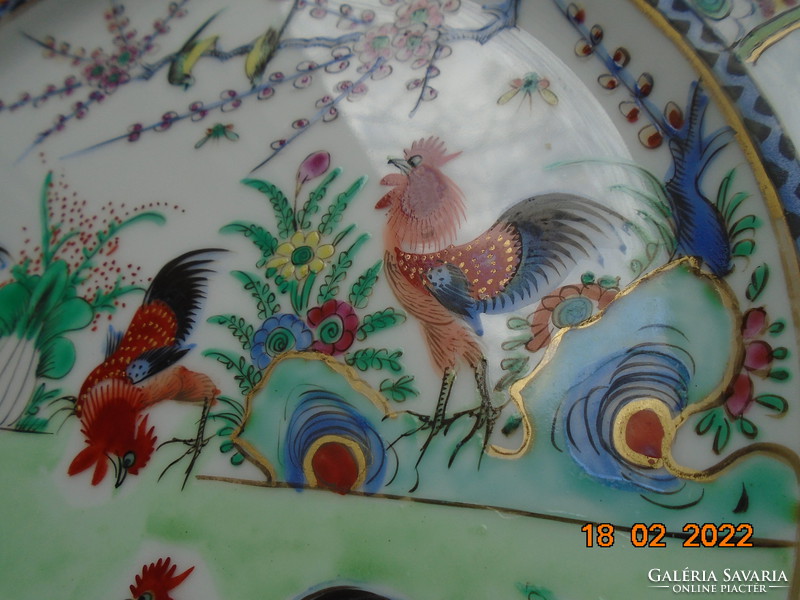 Brand new hand-painted fighting rooster pattern, enamel pattern, famille rose old Chinese decorative bowl 26 cm