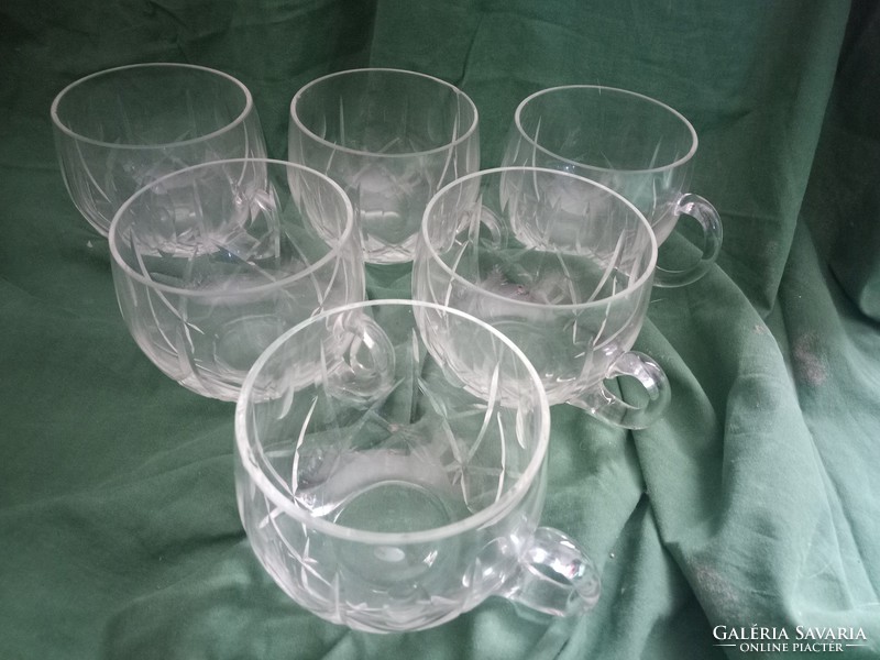 Antique crystal punch cup set - 6 pieces