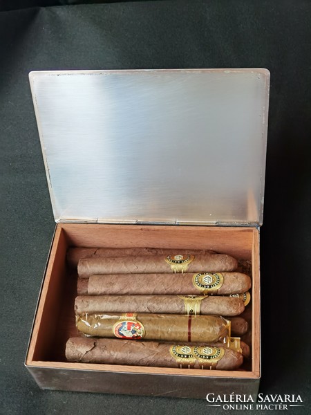 Vintage metal cigar or card box