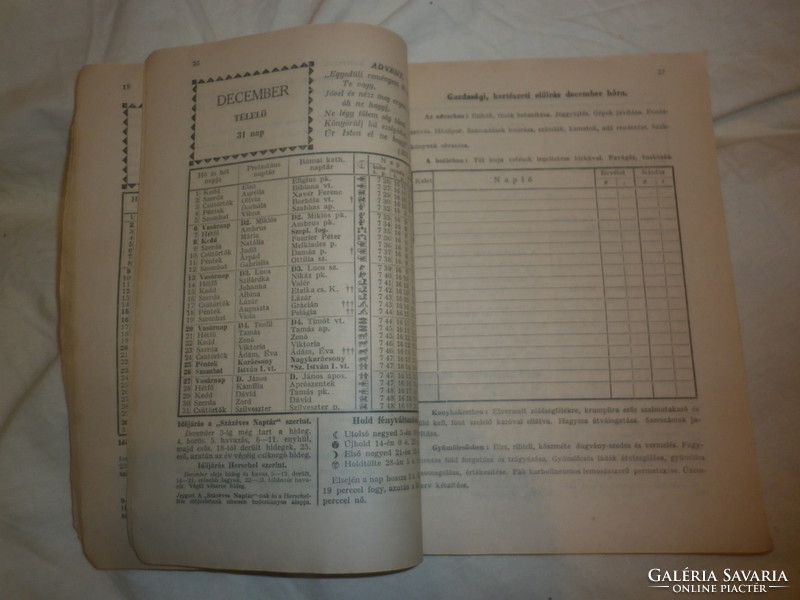 Régi papír naptár református szeretetszövetség 1936