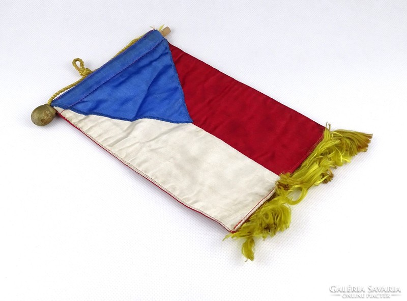 1I212 old small silk Czech flag 22.5 X 14 cm