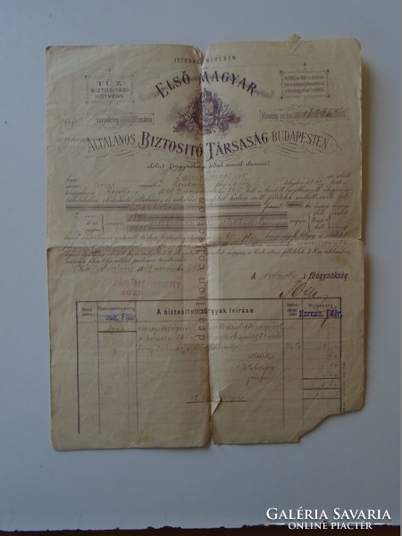 Za397.21 First Hungarian insurance company Recsk Szolnok 1899
