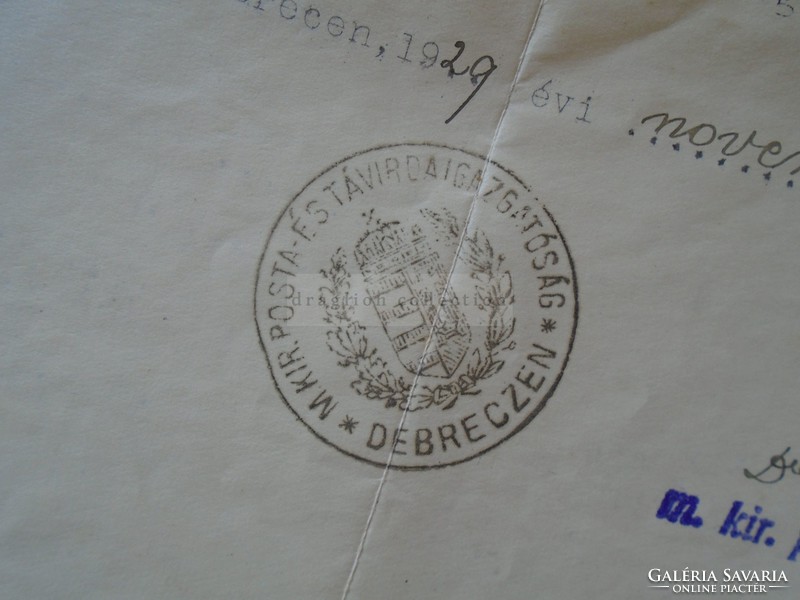 Za397.17 M. Kir. Post Office Debrecen 1929 Mária Bódi