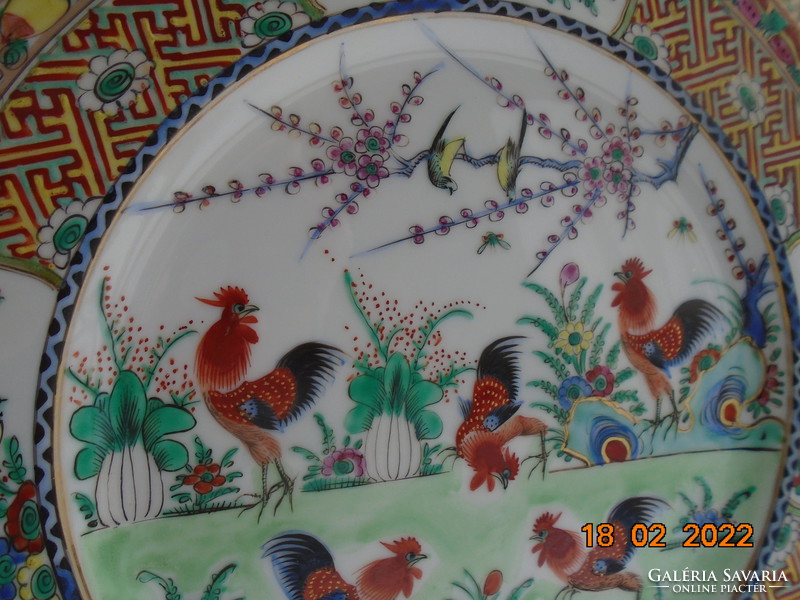 Brand new hand-painted fighting rooster pattern, enamel pattern, famille rose old Chinese decorative bowl 26 cm