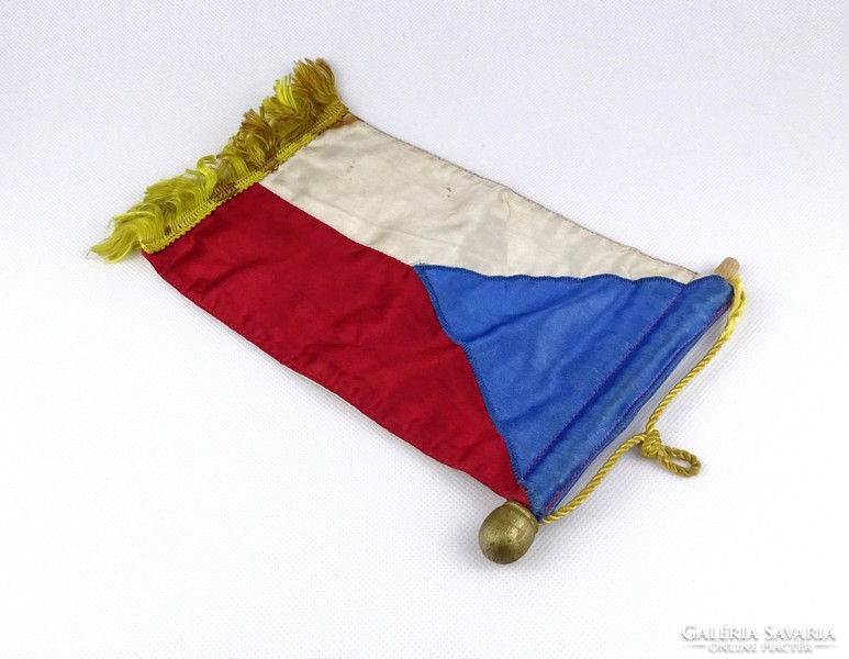 1I212 old small silk Czech flag 22.5 X 14 cm