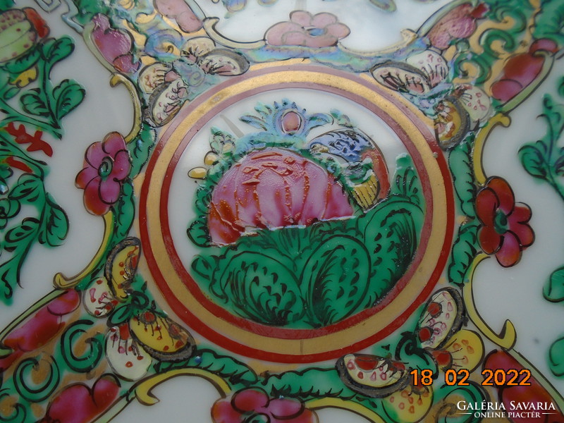 Brand new rare dragon canton rose pattern hand painted decorative bowl with protruding colored enamel 26cm
