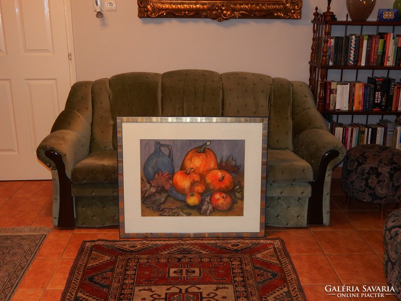 Metallic silver frame in excellent condition with a gift of watercolor painting