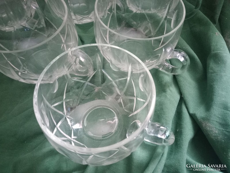 Antique crystal punch cup set - 6 pieces