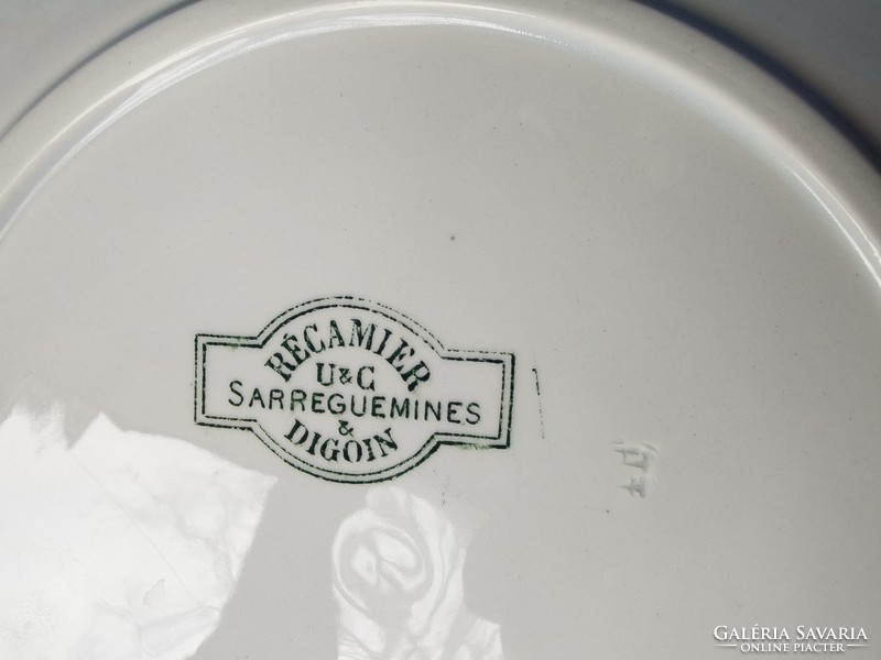Antik Récamier & Digoin Sarreguemines fajansz lapos tányér