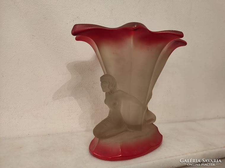 Antik art deco öntött üveg váza 945 5299