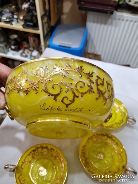 Old gilded glass set
