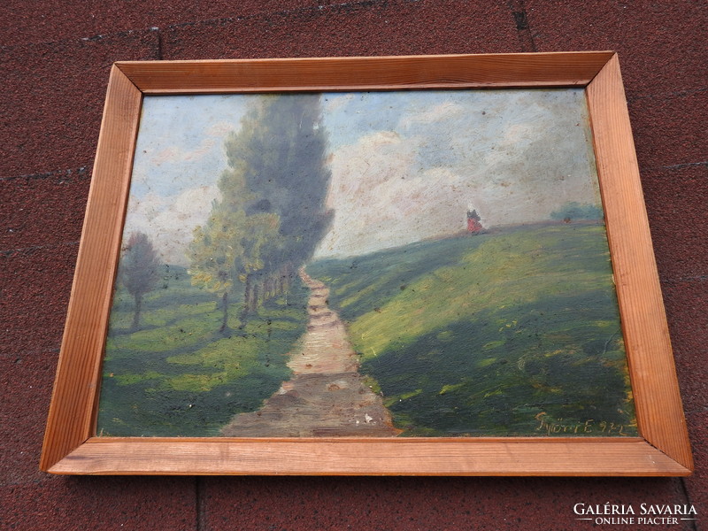 K Győr Etelka,  Köröstarcsán (1898-1983 ) Hazafelé - olaj / fa festmény
