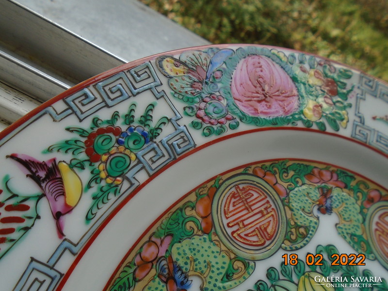 1890 A novel hand-painted famille rose colored enamel decorative bowl with the calligraphic sign of longevity