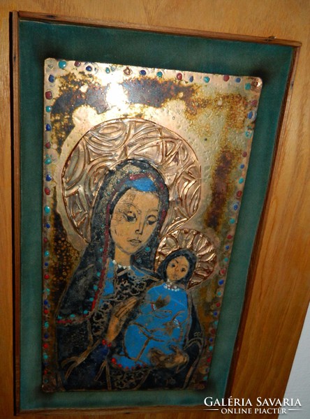 Fabulous beaded picture envelope enamel: madonna with child