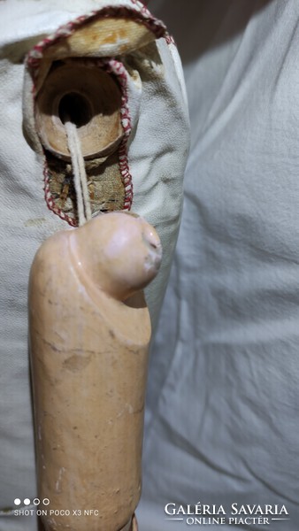 Antik baba bőr test fa kéz
