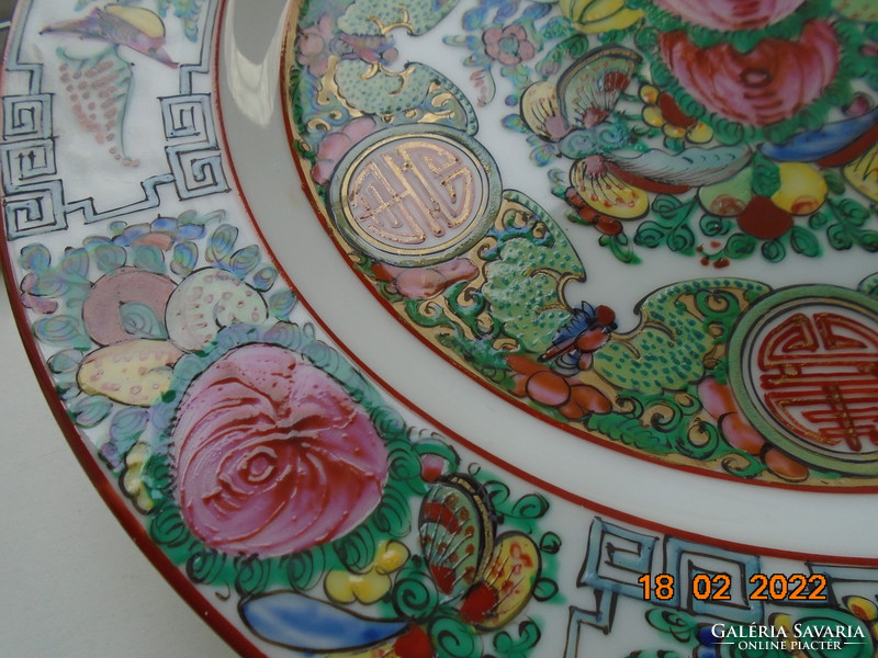 1890 A novel hand-painted famille rose colored enamel decorative bowl with the calligraphic sign of longevity