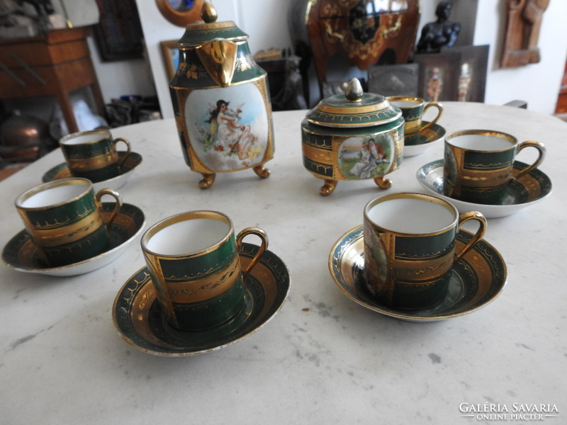 Antique royal vienna - alt wien - porcelain coffee set for 6 people