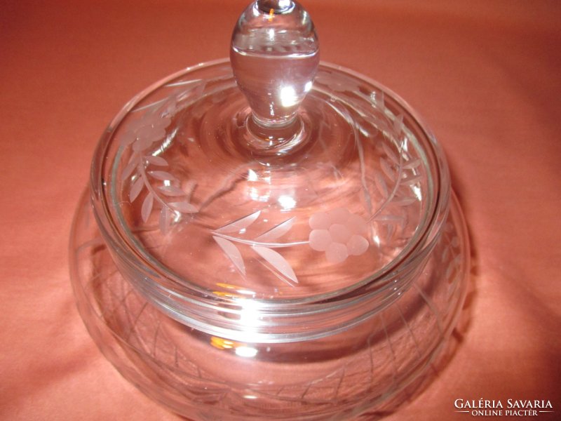 Antique glass bonbonier with sugar bowl