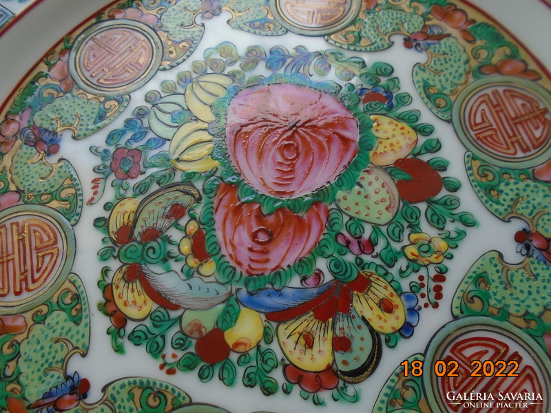 1890 A novel hand-painted famille rose colored enamel decorative bowl with the calligraphic sign of longevity