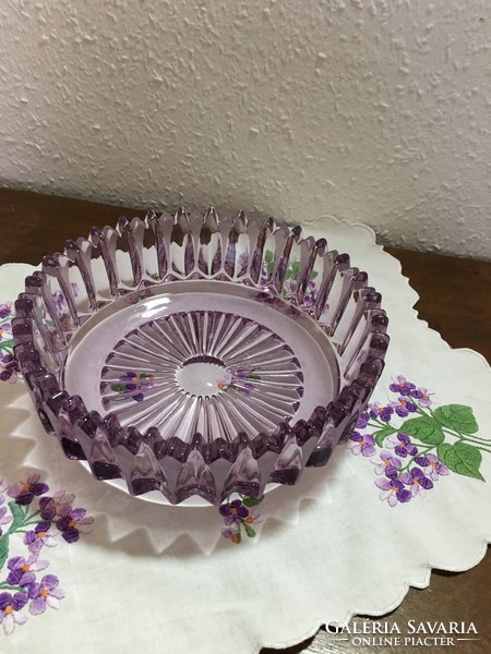 Purple glass bowl, serving, centerpiece.