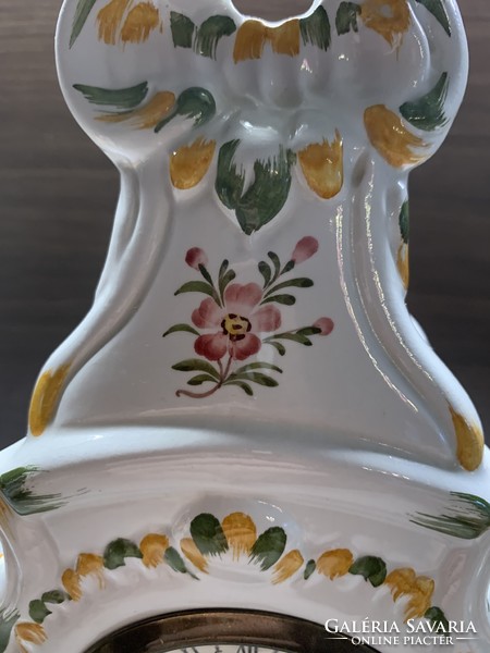 Nuova angarano hand painted majolica table clock and vase with ears