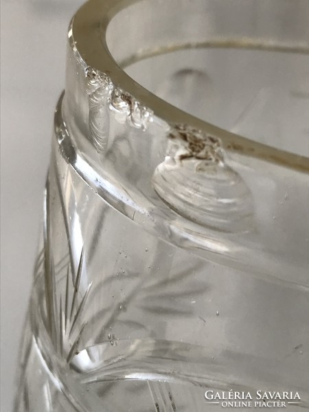 Antik hántolt üveg kupa ón szerelékkel, 20 cm magas