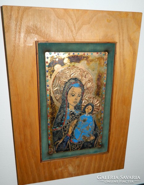 Fabulous beaded picture envelope enamel: madonna with child
