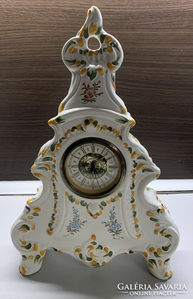 Nuova angarano hand painted majolica table clock and vase with ears
