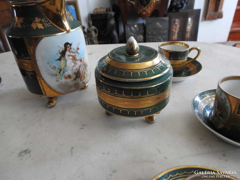 Antik Royal Vienna - Alt Wien - 6 személyes porcelán kávéskészlet