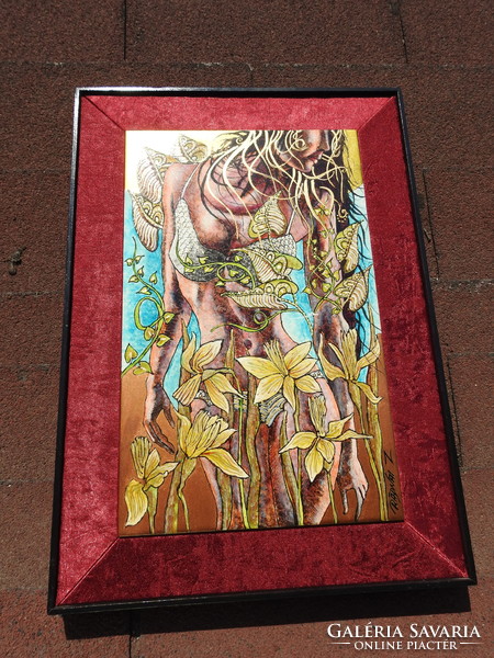 Zoltán Radnai is a large enamel image of fire enamel among flowers