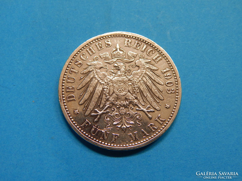 Silver 5 brands 1903 g Karlsruhe, Grand Duke Friedrich of Baden (1856-1907)