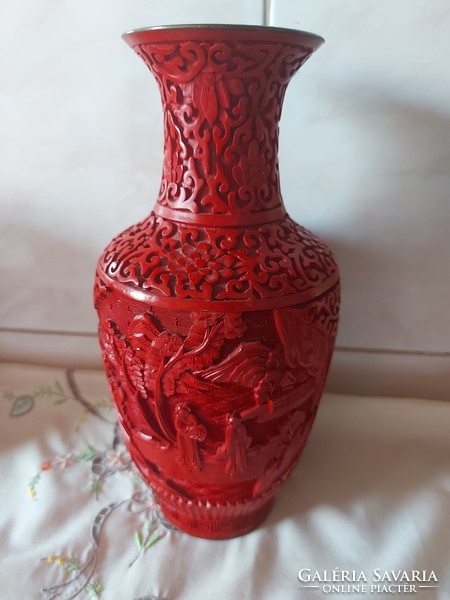 Kínai Cinóber lakk váza