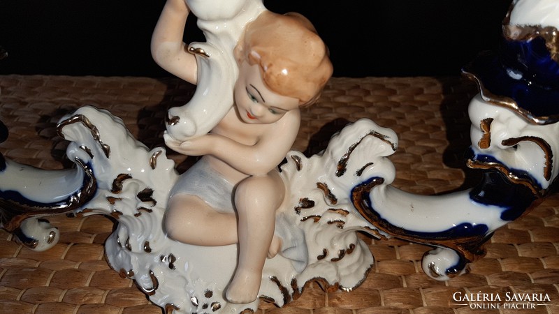 Porcelán Arpo angyalkás gyertyatartó