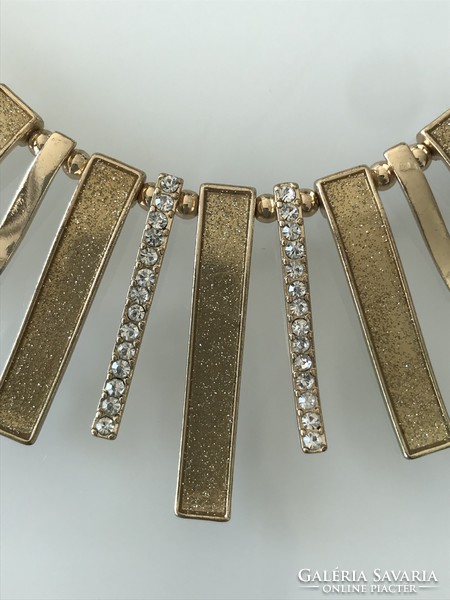 Aranyozott nyakék ragyogó kristályokkal, 47 cm hosszú