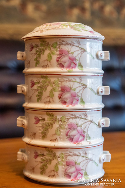 Gyönyörű rózsamintás porcelán ételhordó gyűjtői darab