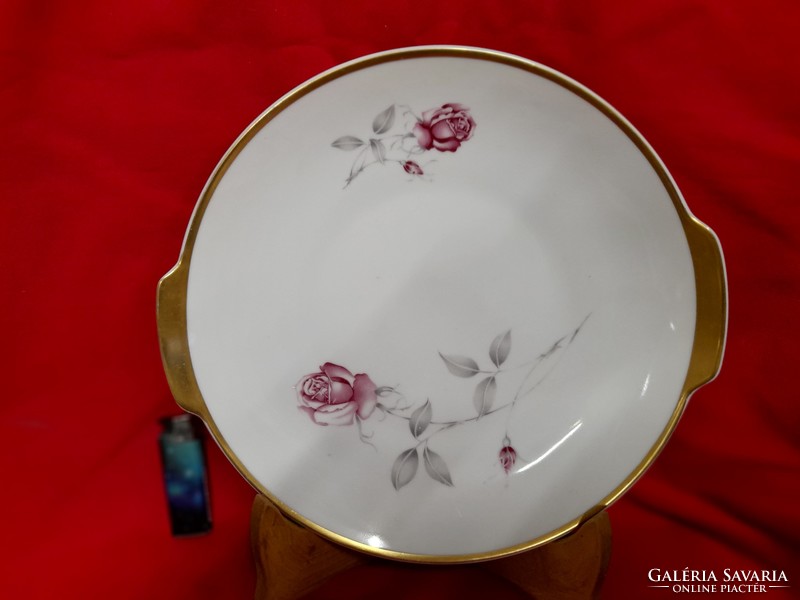 Old moritz zdekauer serving dish and plate with rose porcelain handles made between 1918 and 1939.